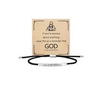 COLORFUL BLING God is in Control Tube Bracelet for Women Men Stainless Steel Adjustable Braided String Corded Bracelet Handmade Inspirational Christian Faith Religious Jewelry Christmas Birthday Gift