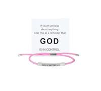 COLORFUL BLING God is in Control Tube Bracelet for Women Men Stainless Steel Adjustable Braided String Corded Bracelet Handmade Inspirational Christian Faith Religious Jewelry Christmas Birthday Gift