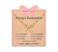 COLORFUL BLING Gold Bow Necklace for Women Always Remember You Are Healing Inspirational Cute Necklace for Women Graduation Birthday Christmas Jewellery Gift
