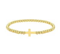 COLORFUL BLING Gold Cross Bracelet for Women Butterfly Evil Eye Four-leaf Clover Charm Stretch Bracelet with Card Jewelry Gifts for Women Friend