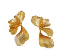 COLORFUL BLING Gold Flower Earrings for Women Boho Irregular Petal Dangle Earrings Large Geometric Irregular Women Accessories Floral Drop Jewelry for Friend