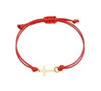 COLORFUL BLING Gold Silver Stainless Steel Sideways Cross Bracelet Adjustable Braided String Faith Hope Blessed Woven Rope Wrist Cuff for Men Women Protection Amulet Jewelry, 6 inches, Metal,