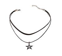 COLORFUL BLING Gothic Black Star Rhinestone Two-Rows Layered Choker Necklace Punk Vintage Y2K Style Hip Hop Jewelry for Teen Women's Girls, Zinc, No Gemstone