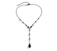 COLORFUL BLING Gothic Vampire Teardrop Waterdrop Imitation Crystal Beaded Y Necklace Vintage Adjustable Chain Choker Collar Necklace for Women Friend Halloween Party Jewelry Gift, Zinc, No Gemstone