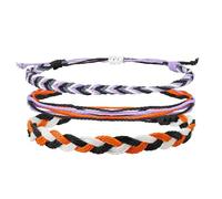 COLORFUL BLING Halloween Bracelets Pumpkin Ghost Boo Skull Charm Bracelets Holiday Adjustable Braided Leather Rope Bangle Wrist Halloween Costume Praty Jewelry Festival Gifts, Acrylic Resin, Agate