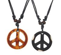 COLORFUL BLING Handmade Adjustable Love Peace Sign Hippie Pendant Necklace Vintage Rope Chain Resin Weave Jewelry, 50-80 cm, Resin, resin