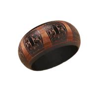 COLORFUL BLING Handmade Engraved Wooden Bangle Bracelet Women Ethnic Chunky Wide Wood Stackable Bracelets Wristband Statement Bohemian Jewelry, wood, wood