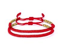 COLORFUL BLING Handmade Weave Tibetan Buddhist Woven Knots Bracelets Mens Womens Lucky Red String Bracelets for Protection Jewelry, Adjustable, natural-fiber, rope