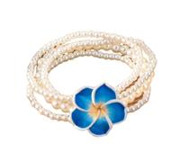 COLORFUL BLING Hawaiian Plumeria Rubra Pearl Bracelets Boho Summer Handmade Tropical Flower Crystal Beaded Bracelets for Women, 5 UK, Resin, no gemstone