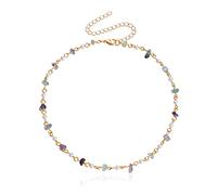 COLORFUL BLING Healing Stone Chakra Crystal Carnelian Choker Necklace Natural Reiki Quartz Turquoise Imitation Pearl Necklace for Women Girls Spiritual Jewelry, Metal, Crystal, Crystal