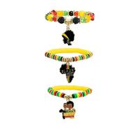 COLORFUL BLING Holiday Heishi Surfer Bracelet Set for Women Rainbow Pride Month Cinco De Mayo Juneteenth Independence Day Beaded Stretch Bracelet Polymer Clay Stackable Charm Bracelets Y2k Jewelry, 11