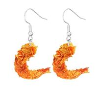 COLORFUL BLING Imitate Food Dangle Earrings for Women Fried Shrimp Doughnut Cheese Popcorn Sushi Acrylic Dangle Earrings Cute Funny Jewelry Gift For Women Friends,Fried shrimp