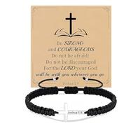 COLORFUL BLING Inspirational Cross Bible Verse Bracelets Christian Cross Handmade Braided String Rope Bracelets Religious Easter Christmas Christian Baptism Birthday Gifts for Women Men, Leather Metal