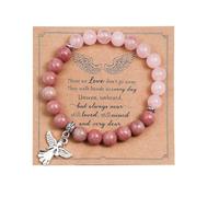 COLORFUL BLING Inspirational Religious Bracelet Guardian Angel Charm Bracelets/Sympathy Gift for Loss of Loved One/Sympathy Gift Amethyst Bead Bracelet/with Angle Wings Jewelry Gifts for Women, 1