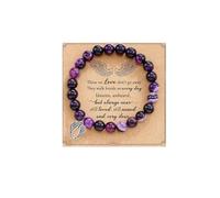 COLORFUL BLING Inspirational Religious Bracelet Guardian Angel Charm Bracelets/Sympathy Gift for Loss of Loved One/Sympathy Gift Amethyst Bead Bracelet/with Angle Wings Jewelry Gifts for Women, 1