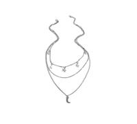 COLORFUL BLING Layered Star Choker Necklace Silver Star Pendant Necklace Layering Adjustable Chain Necklace Shiny Star Neck Jewelry for Women and Girls Ladies