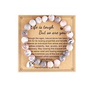 COLORFUL BLING Life is Tough But So Are You Natural Stone Amethyst Healing Relaxation Bracelet Inspirational Love Gifts for Women Men Teens Girls, Metal, Agate