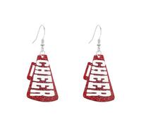 COLORFUL BLING Megaphone Cheerleader Earrings for Women Multicolor Game Day Acrylic Drop Earrings Jewelry Gifts for Cheer Teams Coaches,Red