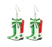 COLORFUL BLING Mexico Flag Acrylic Earrings for Women, Soccer Heart Bow Boot Glitter Statement Dangle Jewelry for Cinco de Mayo Independence Day Hispanic Heritage Month Game Day, Acrylic, Agate