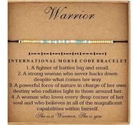 COLORFUL BLING Morse Code Beaded Bracelets for Women Nature Stone Morse Code String Bracelets New beginning & Godmother & Freshman Years & Warrior Theme Jewellery Gift with Message Card for Women Men