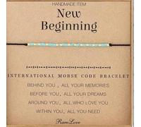 COLORFUL BLING Morse Code Beaded Bracelets for Women Nature Stone Morse Code String Bracelets New beginning & Godmother & Freshman Years & Warrior Theme Jewellery Gift with Message Card for Women Men