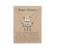 COLORFUL BLING Multilayer Angel Number Pendant Necklace Layered Y Necklace Wish Card 000 1111 111 222 333 444 555 666 777 888 999 Numerology Lucky BFF Friendship Jewelry for Women Girls, Metal, metal,