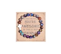 COLORFUL BLING Natural Healing Stone You’re Awesome Heart Beaded Strand Adjustable Bracelet with Meaningful Card Inspirational for Women Jewelry Gifts Wristbands Faith Christmas Birthday, adjustable