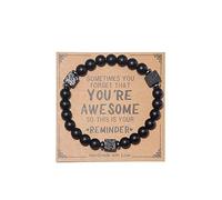 COLORFUL BLING Natural Healing Stone You’re Awesome Heart Beaded Strand Adjustable Bracelet with Meaningful Card Inspirational for Women Jewelry Gifts Wristbands Faith Christmas Birthday, [Adjustable