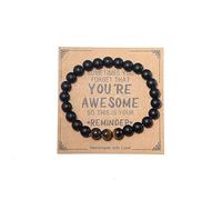COLORFUL BLING Natural Healing Stone You’re Awesome Heart Beaded Strand Adjustable Bracelet with Meaningful Card Inspirational for Women Jewelry Gifts Wristbands Faith Christmas Birthday, Adjustable