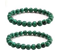 COLORFUL BLING Natural Malachite Bracelet Set,Handmade Gemstone Beaded Stretch Bracelets for Women Men Yoga Bracelet Natural Stone Crystal Beads Bracelets, [EST] Less than 7 inches, Malachite, Natural