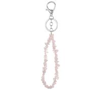 COLORFUL BLING Natural Stone Beaded Keyring Charm Crystal Wrist Strap Handmade Key Chain String Hanging String Anti-Lost Key Chain Keyring for Women Men-Light Pink