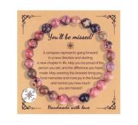 COLORFUL BLING Natural Stone Compass Bracelet You Will Be Missed Farewell Going Away Goodbye Gifts Friends Retirement Gifts for Coworker Manager Boss Teacher Employee, 6.7 inches, stone, stone