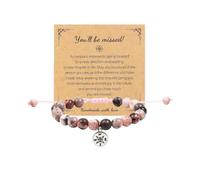 COLORFUL BLING Natural Stone Compass Bracelet You Will Be Missed Farewell Going Away Goodbye Gifts Friends Retirement Gifts for Coworker Manager Boss Teacher Employee, 6.7 inches, stone, stone
