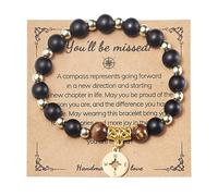 COLORFUL BLING Natural Stone Compass Bracelet You Will Be Missed Farewell Going Away Goodbye Gifts Friends Retirement Gifts for Coworker Manager Boss Teacher Employee, 6.7 inches, stone, stone