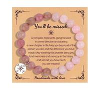 COLORFUL BLING Natural Stone Compass Bracelet You Will Be Missed Farewell Going Away Goodbye Gifts Friends Retirement Gifts for Coworker Manager Boss Teacher Employee, 6.7 inches, stone, stone