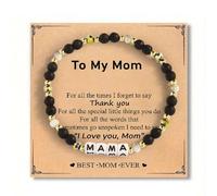 COLORFUL BLING Natural Stone Mama Bracelet for Women, Handmade Beaded Stretch Bracelet Mother's Day Gift for Mom, Best Mom Ever Jewelry for Mother, Stone, Agate