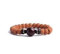 COLORFUL BLING Natural Stone Tibetan Mala Rudraksha Seeds Bracelet for Meditation Beads Prayer Charm Wrist Bracelets Buddha Prayer Yoga Mediation Jewelry, wood rudraksha, rudraksha