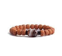 COLORFUL BLING Natural Stone Tibetan Mala Rudraksha Seeds Bracelet for Meditation Beads Prayer Charm Wrist Bracelets Buddha Prayer Yoga Mediation Jewelry, Wood Rudraksha, rudraksha