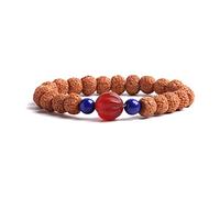 COLORFUL BLING Natural Stone Tibetan Mala Rudraksha Seeds Bracelet for Meditation Beads Prayer Charm Wrist Bracelets Buddha Prayer Yoga Mediation Jewelry, wood rudraksha, rudraksha