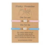 COLORFUL BLING Pinky Promise Turtle Bracelet Set, 2pcs Matching Handmade Braided Friendship Bracelets, Adjustable Distance Bracelet Gift for Couples, BFF, S, Metal, no gemstone