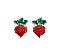 COLORFUL BLING S925 Silver Needle Stud Earrings, Red Crystal Radish Dangle Earrings, Women's Party Earrings