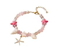 COLORFUL BLING Seashell Starfish Beaded Bracelets for Women - Adjustable Conch Ocean Beach Boho Bracelet, Summer Hawaii Vacation Jewelry Gifts, S, no gemstone