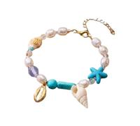 COLORFUL BLING Seashell Starfish Beaded Bracelets for Women - Adjustable Conch Ocean Beach Boho Bracelet, Summer Hawaii Vacation Jewelry Gifts, S, no gemstone