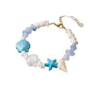 COLORFUL BLING Seashell Starfish Beaded Bracelets for Women - Adjustable Conch Ocean Beach Boho Bracelet, Summer Hawaii Vacation Jewelry Gifts, S, no gemstone