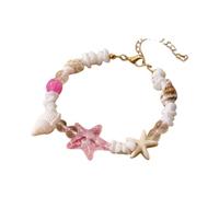 COLORFUL BLING Seashell Starfish Beaded Bracelets for Women - Adjustable Conch Ocean Beach Boho Bracelet, Summer Hawaii Vacation Jewelry Gifts, S, no gemstone