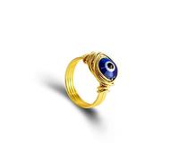 COLORFUL BLING Size 6 to 9 Turkish Lucky Symbol Blue Evil Eye Rings for Women Tiny Wire Wrapped Rings for Women Protection Amulet Jewelry, Metal, copper,