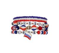COLORFUL BLING Soccer Game Day Bracelets Stackable Heishi Beaded Bracelets Patriotic Football Team Support Jewelry for Fans, S, no gemstone