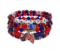 COLORFUL BLING Soccer Game Day Bracelets Stackable Heishi Beaded Bracelets Patriotic Football Team Support Jewelry for Fans, S, no gemstone