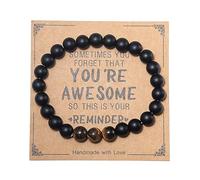 COLORFUL BLING Sometimes You Forget That You are Awesome Natural Stone Inspirational Bracelet Unique Birthday Gift Christmas Stress Relief for Women Men, 6.7 inches, Metal Stone, Stone