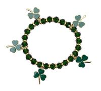 COLORFUL BLING St. Patrick's Day Beaded Stretch Bracelets Cute Green Clover Hat Horseshoe Rainbow Charm Bracelet for Women Men Irish Festival Accessories, enamel, Agate